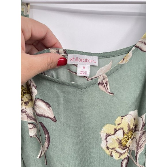 Xhilaration Koolot style silky jade floral pant jumpsuit Size M - Picture 3 of 7